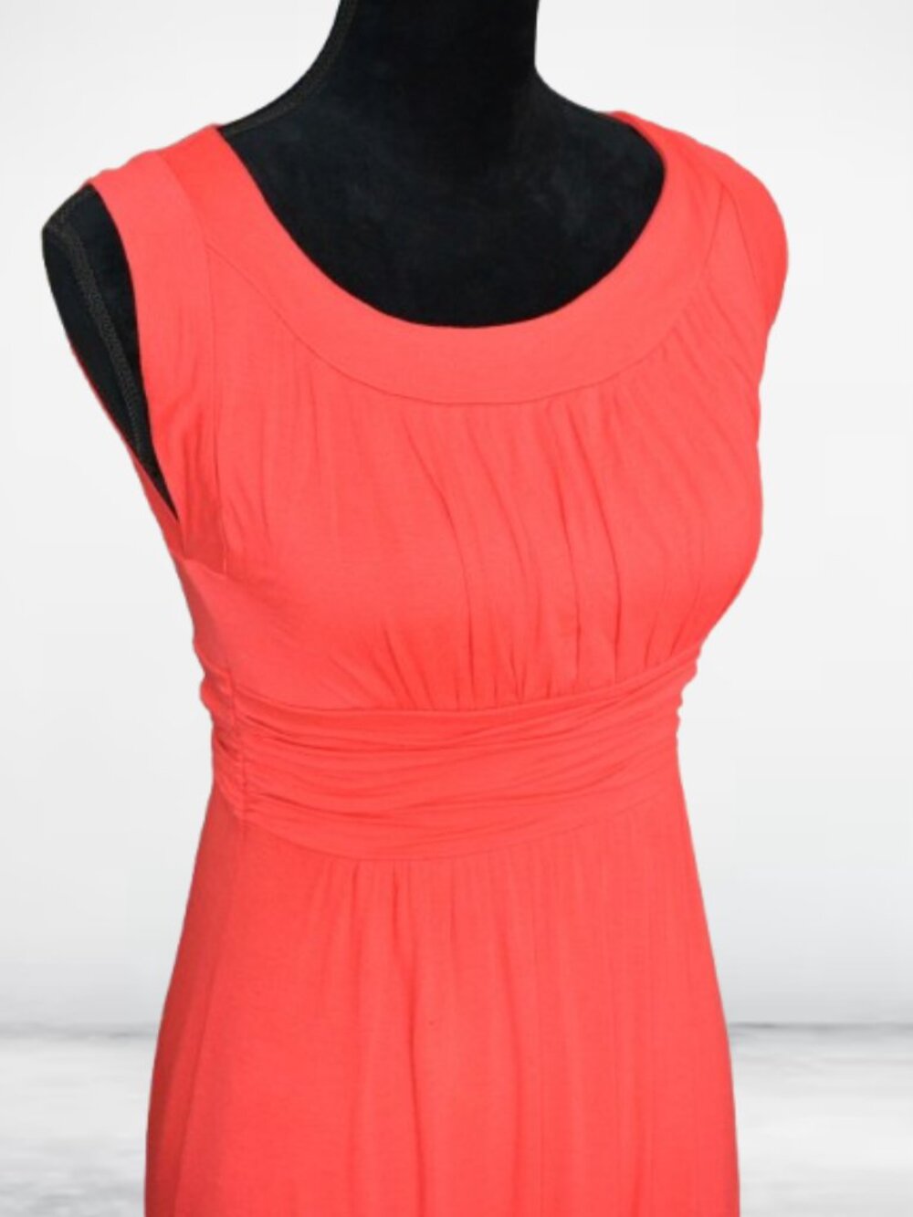 Coral Column Maxi dress Empire waist Vibrant Long Tall elegant MEDIUM (4/6)